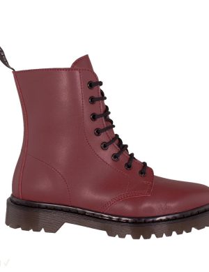 Shoezuu 8 Eye UK Boots Winter cherry red