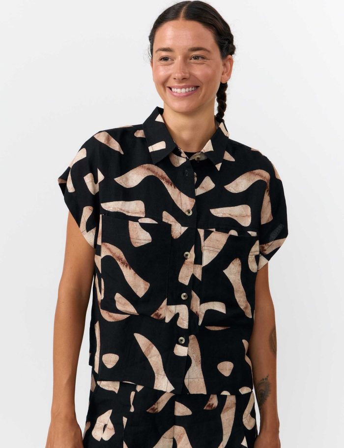 Bluse Amur Print Stones Schwarz