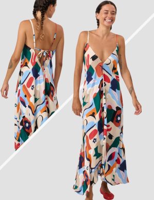 Kleid Multiposition Midi Print Cruise Rot