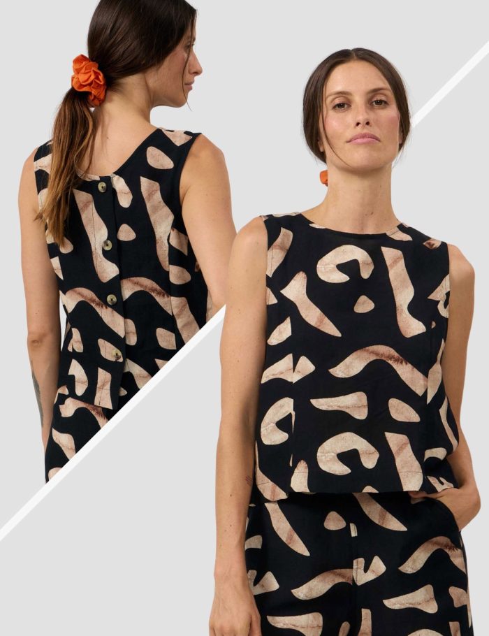 Top Fuji Print Stones Schwarz