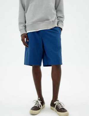 Shorts Gasper Seersucker Blau