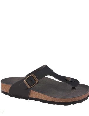 Vegetarian Shoes Toe Post Sandal Black