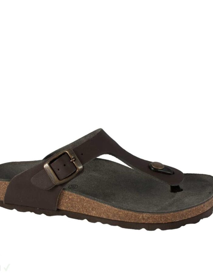 Vegetarian Shoes Toe Post Sandal Brown