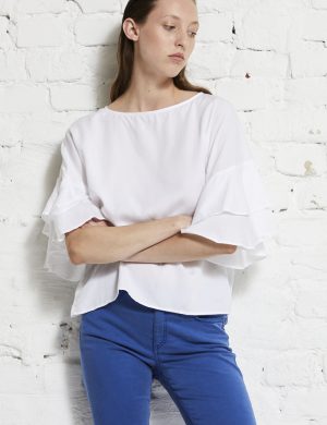 TENCEL volant sleeve blouse