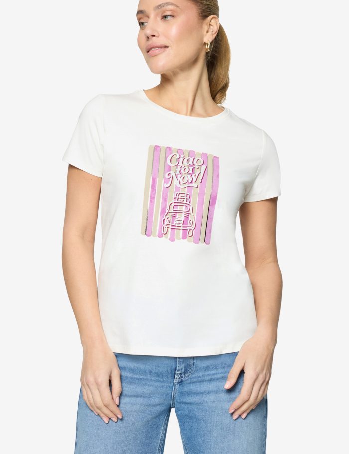 Print-T-Shirt mit Glitzerdetails